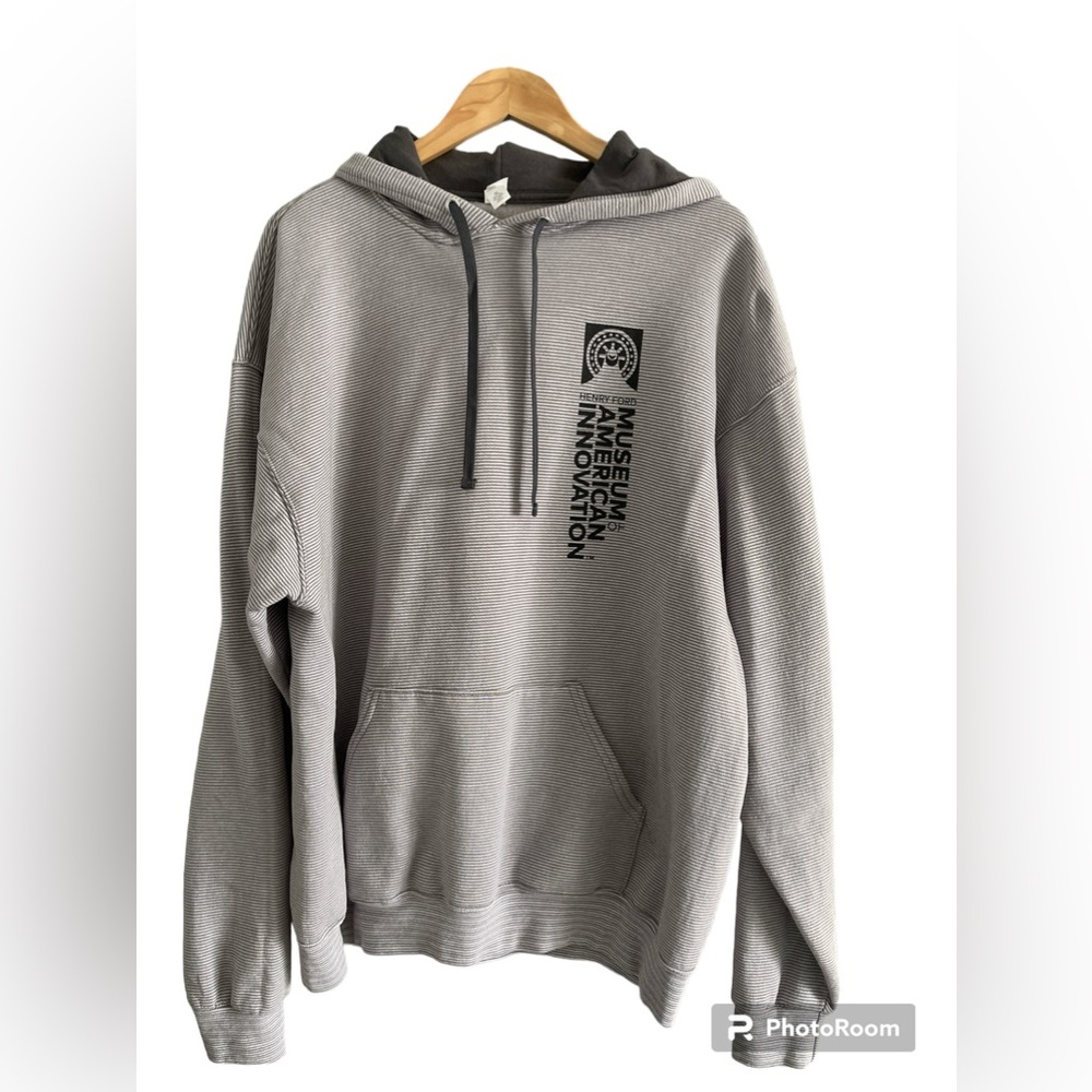 Mens XL grey striped Hoodie